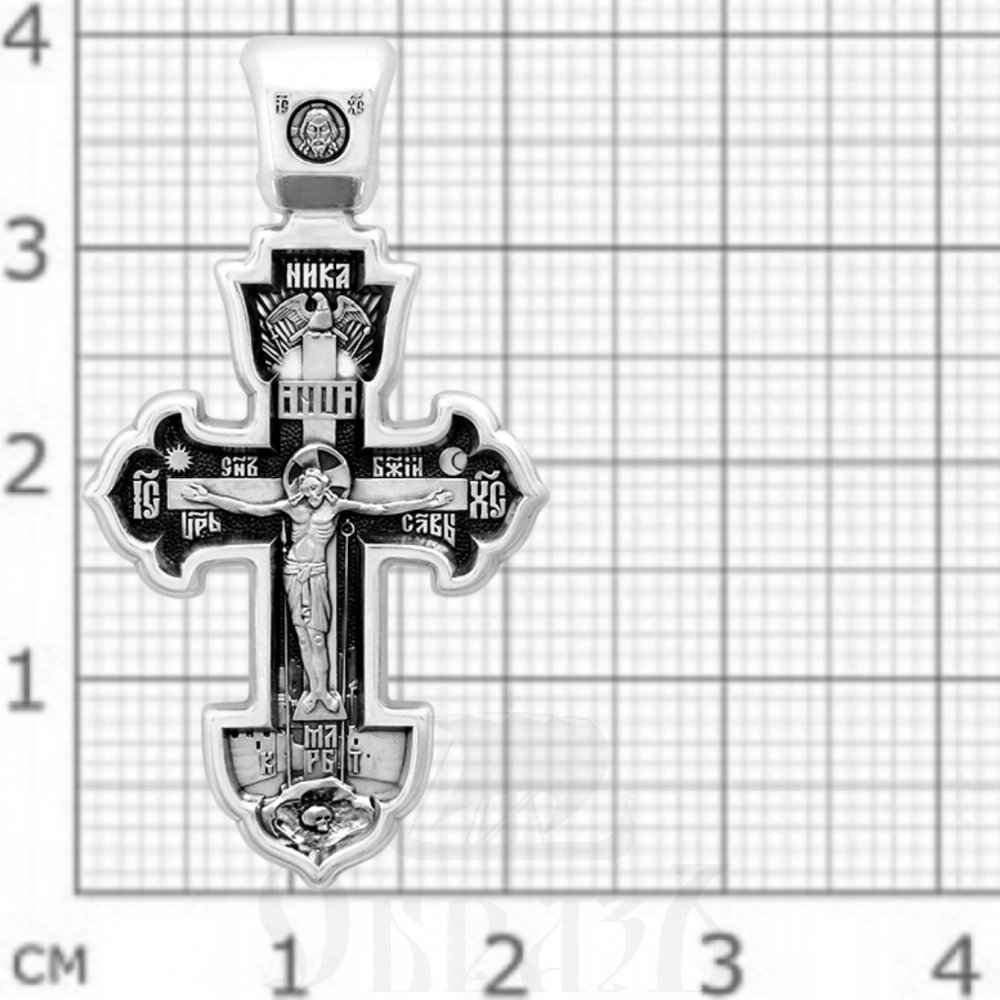 крест «распятие. сергий радонежский. молитва кресту», серебро 925 проба (арт. 101.508)