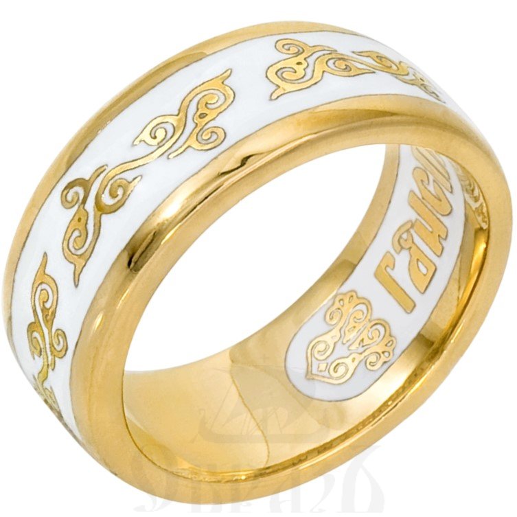 православное кольцо "спаси и сохрани", серебро 925 пробы с золочением и эмалью (арт. 03.009)