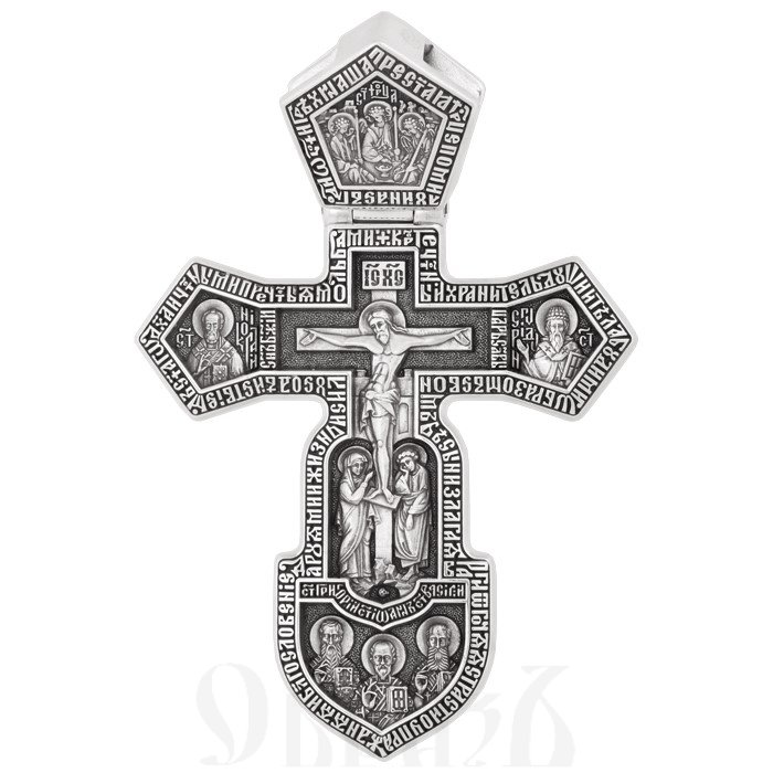 русский воинский крест, золото 585 проба белое (арт. 201.538-3)