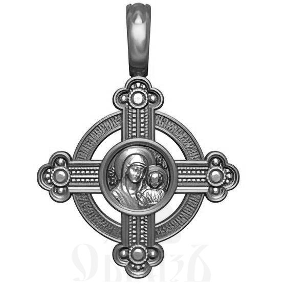 крест с образом господь вседержитель и казанская икона божией матери, серебро 925 проба с родированием (арт. 17.007р)