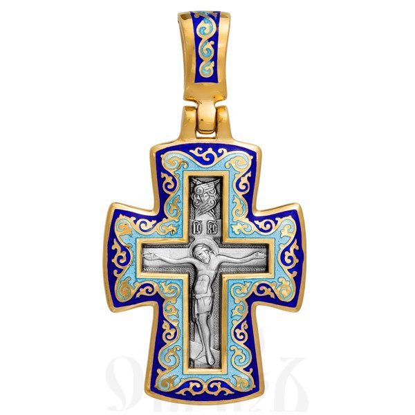 крест «распятие. молитва господу», серебро 925 проба с золочением и эмалью (арт. 103.071)